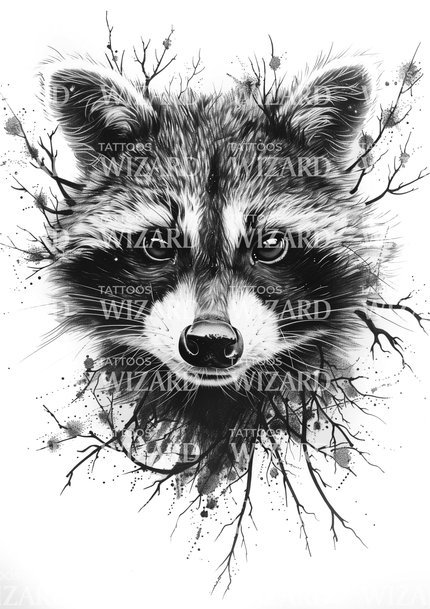 Wild Raccoon Face Tattoo Idea