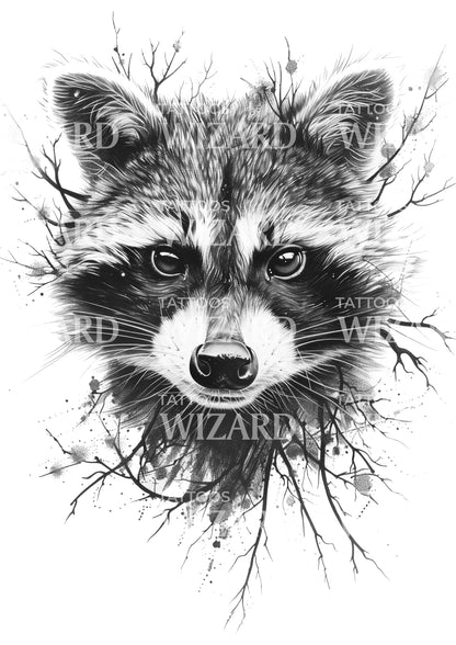 Wild Raccoon Face Tattoo Idea