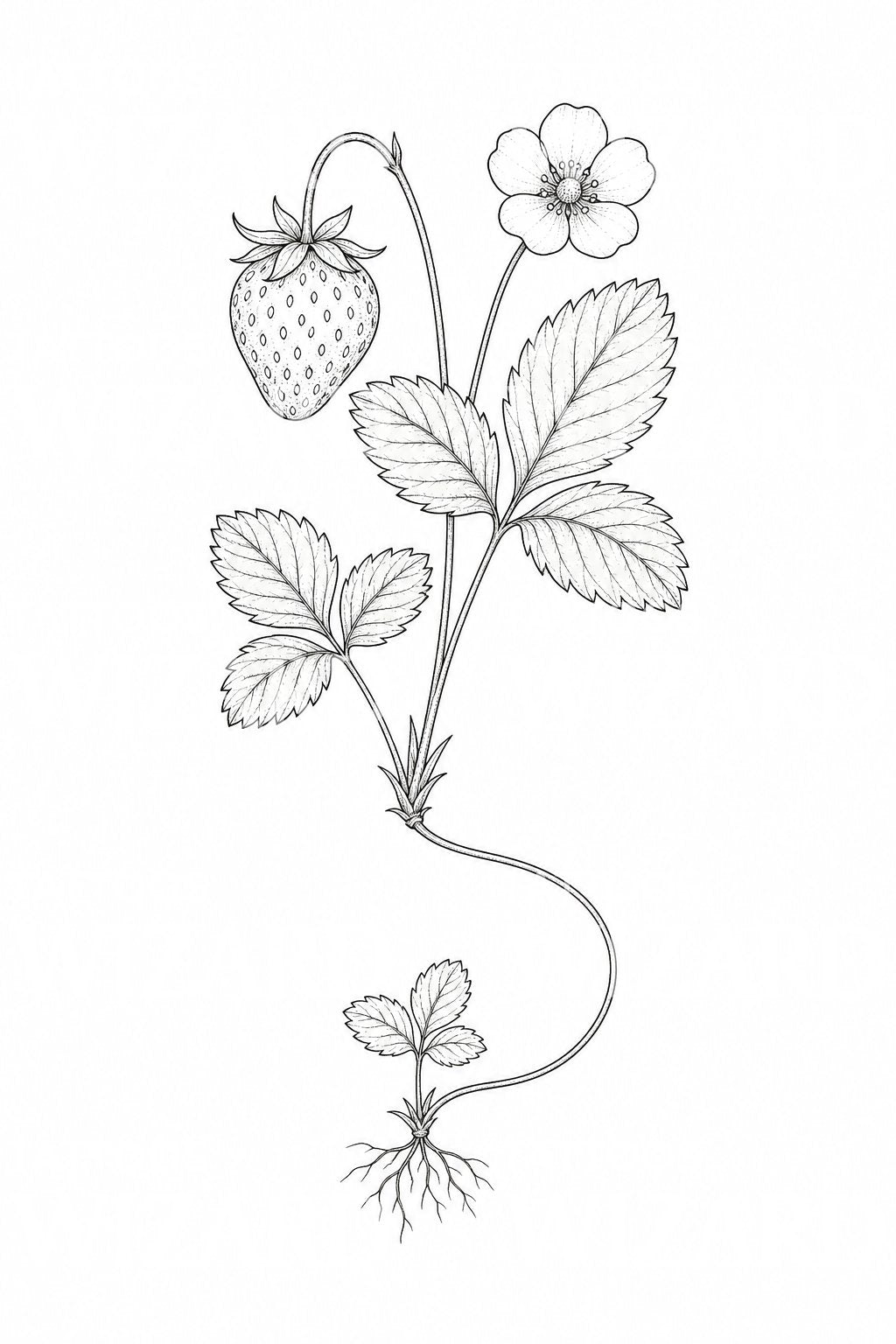 Wild Strawberry and Runner Tattoo Illustration