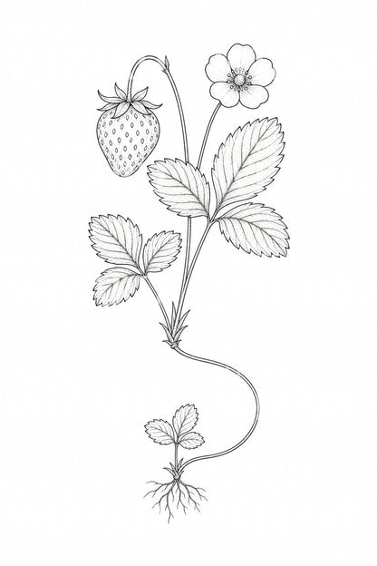 Wild Strawberry and Runner Tattoo Illustration