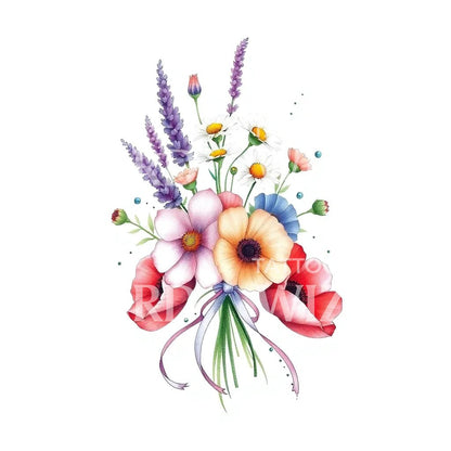 Wildflower Bouquet Tattoo Design