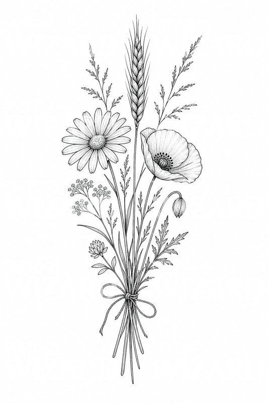 Wildflower Bunch Tattoo Design