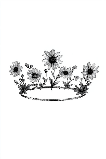 Wildflower Crown Band Tattoo Design