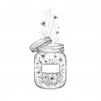 Wildflower Jar Tattoo Design