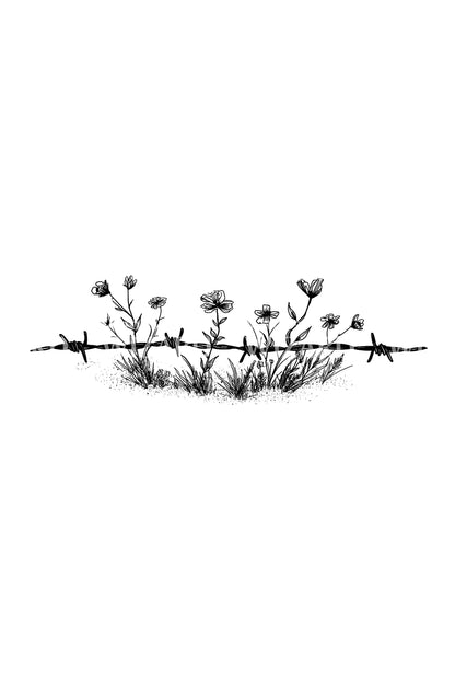 Wildflower Line Divider Tattoo Design