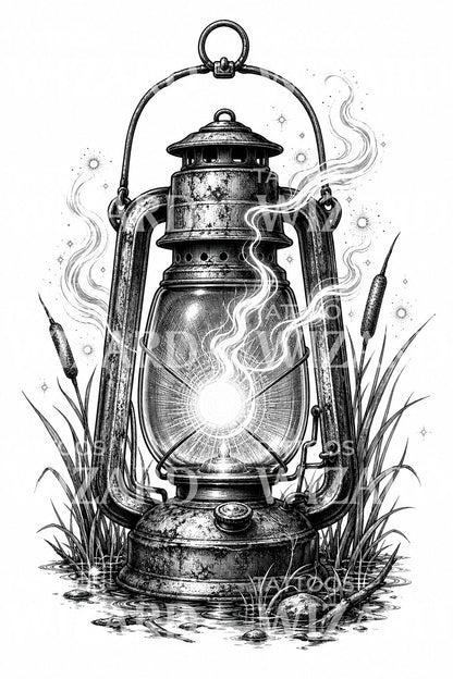 Will O The Wisp Lantern Tattoo Design
