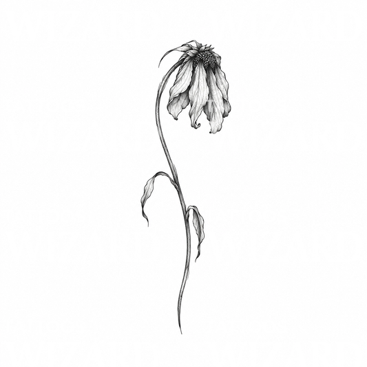 Ilustración de tatuaje de flor marchita