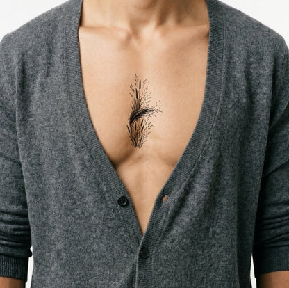 Design de tatouage d’herbe de prairie dans le vent