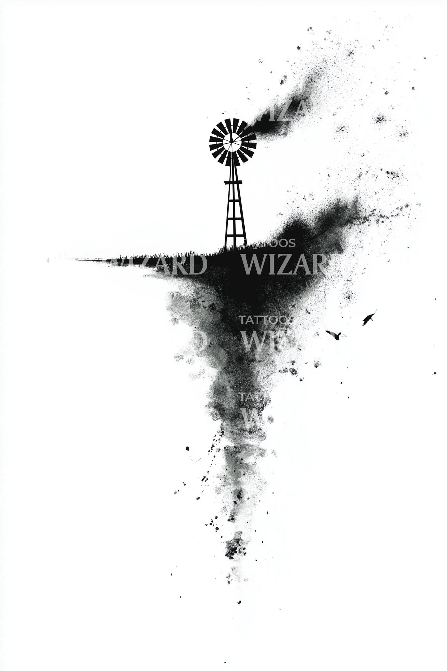 Wind Turbine Smoke Tattoo Design