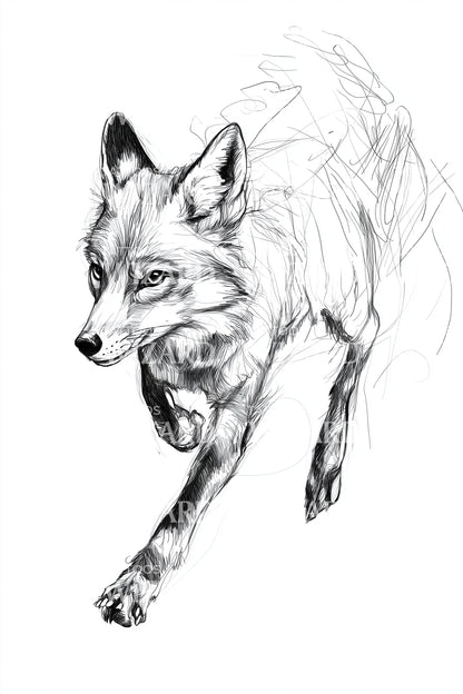 Windborne Fox Spirit Tattoo Illustration