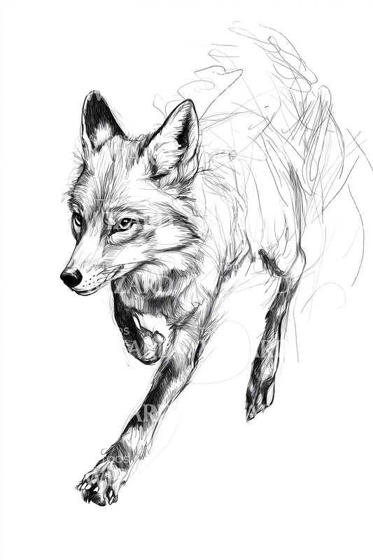 Windborne Fox Spirit Tattoo Illustration