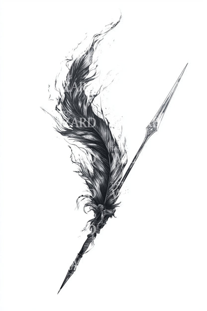 Idea per tatuaggio piuma inchiostrata dal vento