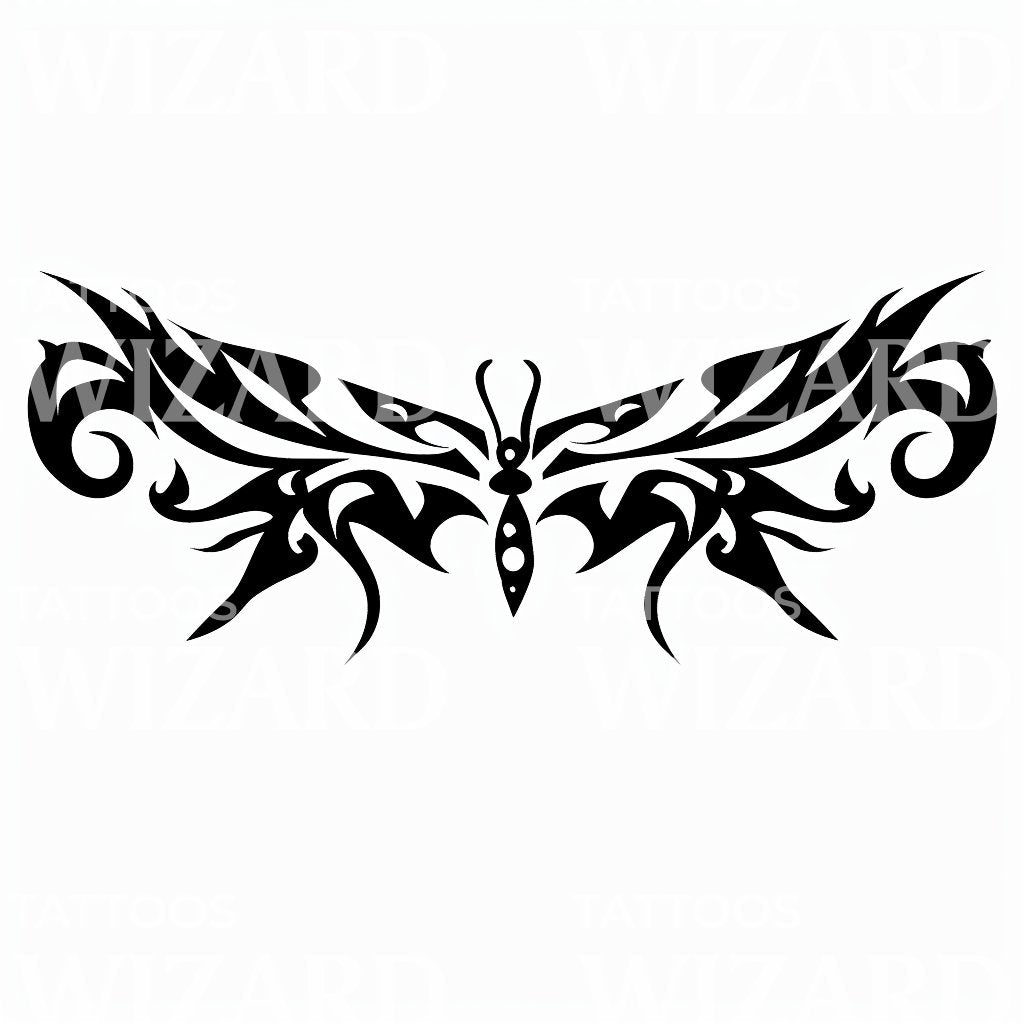 Winged Butterfly-Inspired Tribal Pattern Tattoo Design – Tattoos Wizard ...