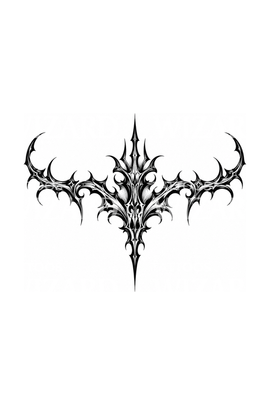 Winged Cybersigilism Neck Piece Tattoo Design