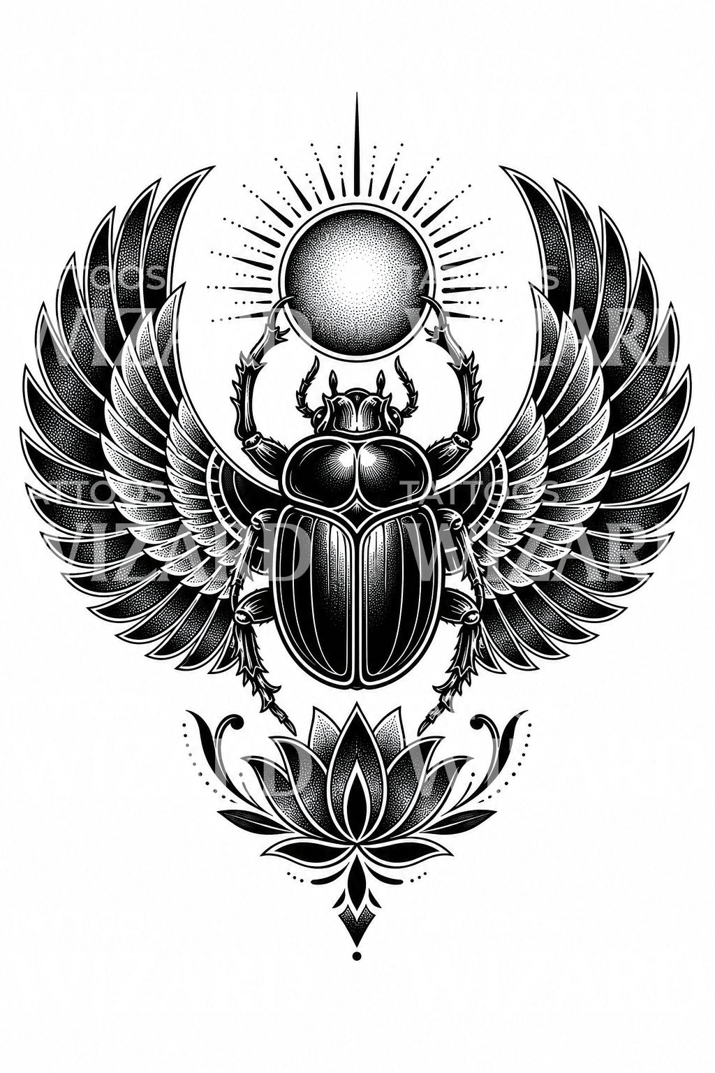 Tattoo-ontwerp van gevleugelde Egyptische scarabee