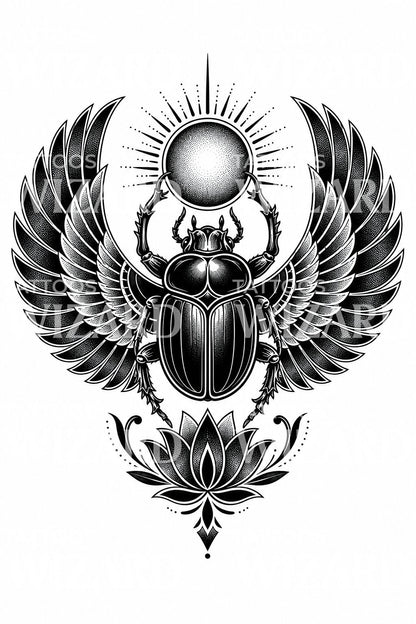 Tattoo-ontwerp van gevleugelde Egyptische scarabee