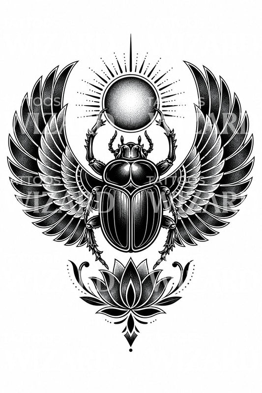 Tattoo-ontwerp van gevleugelde Egyptische scarabee