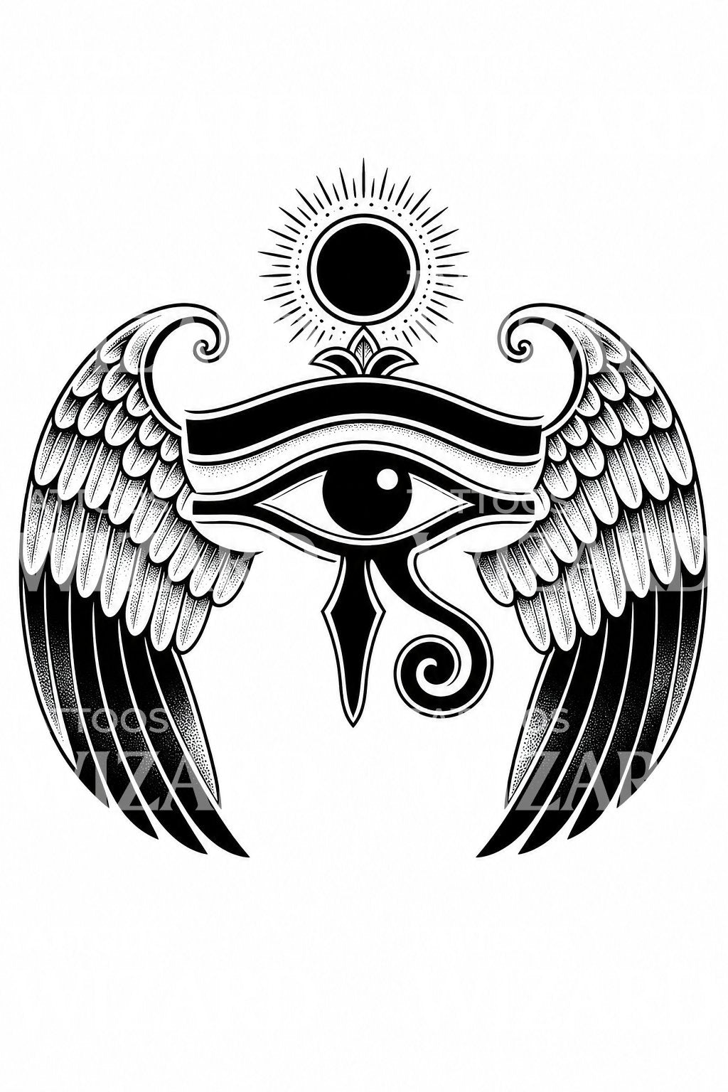 Winged Eye of Horus Tattoo Design