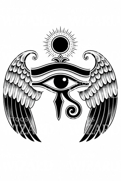 Winged Eye of Horus Tattoo Design