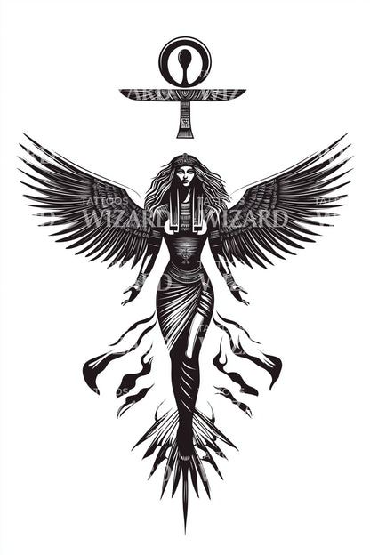 Winged Goddess Totem Tattoo Design