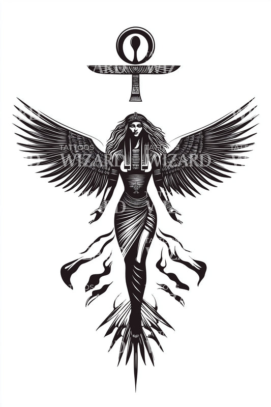 Winged Goddess Totem Tattoo Design