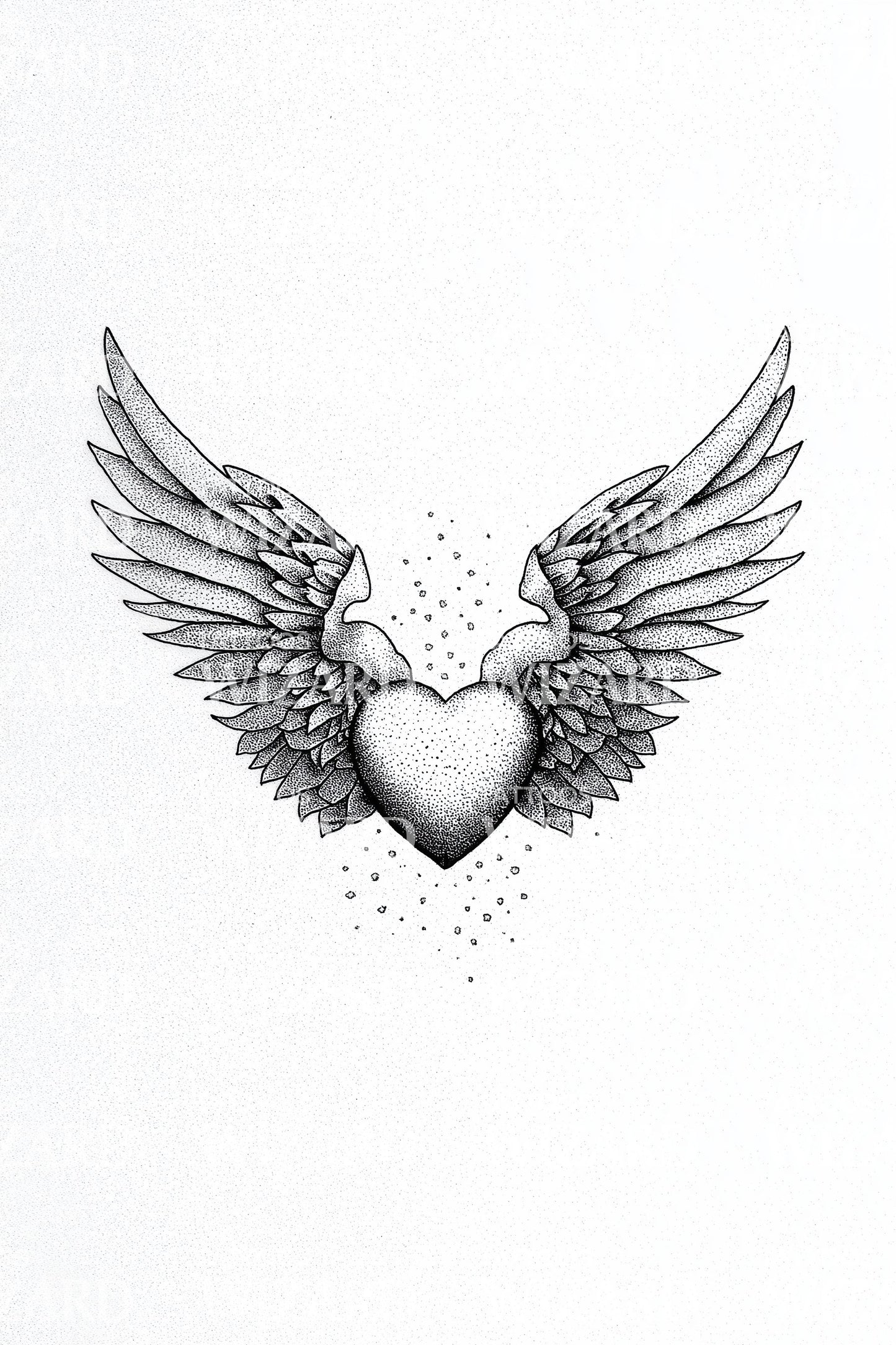 Umarmung des geflügelten Herzens Tattoo-Idee