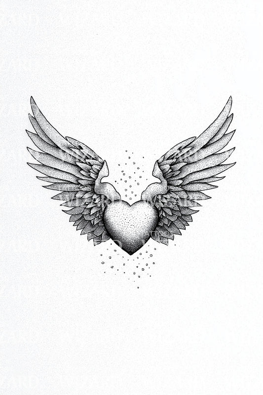 Umarmung des geflügelten Herzens Tattoo-Idee