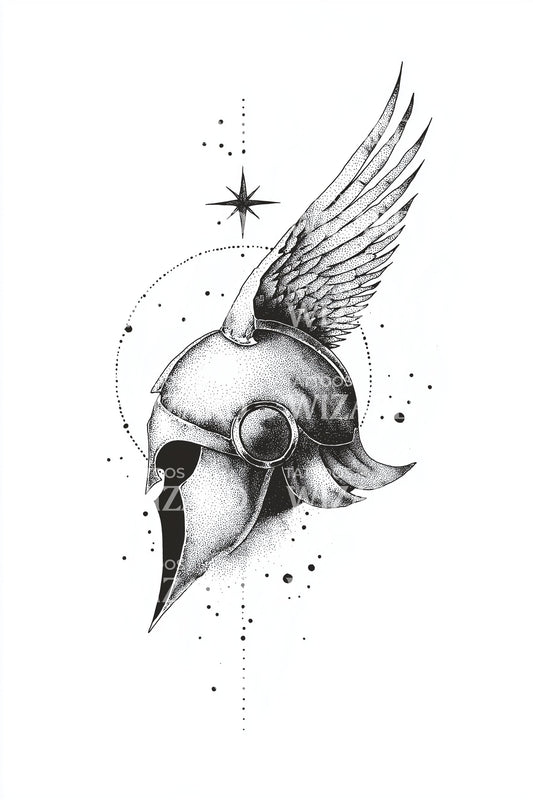 Idea tatuaggio profilo elmo alato