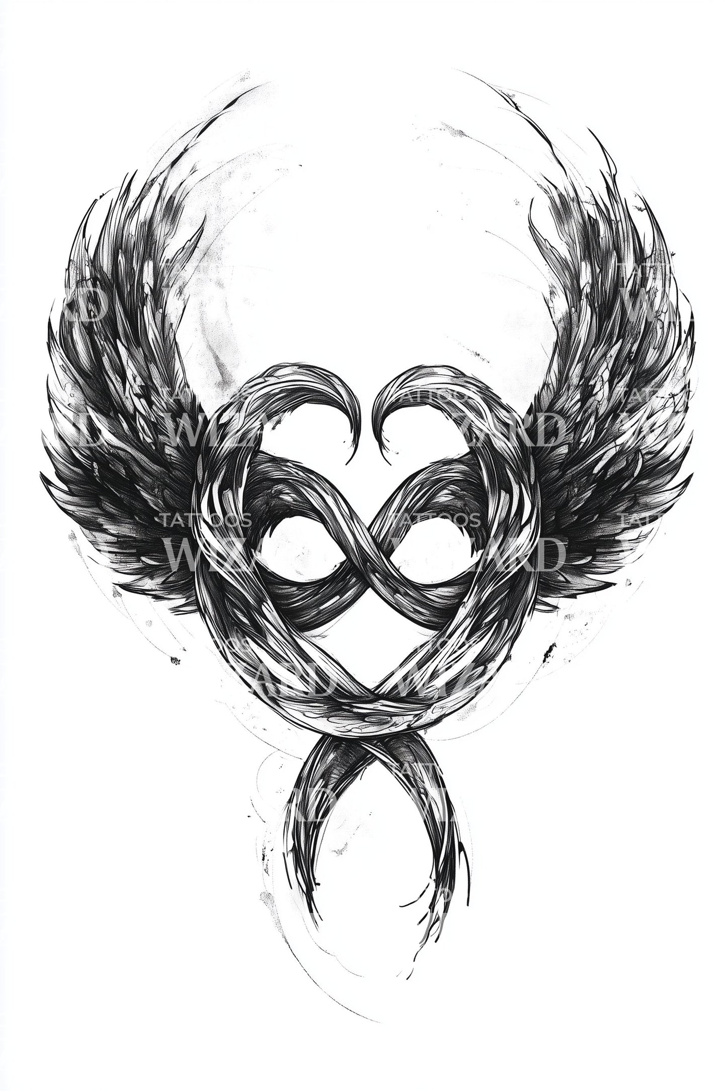 Winged Infinity Heart Tattoo Design
