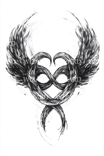 Winged Infinity Heart Tattoo Design