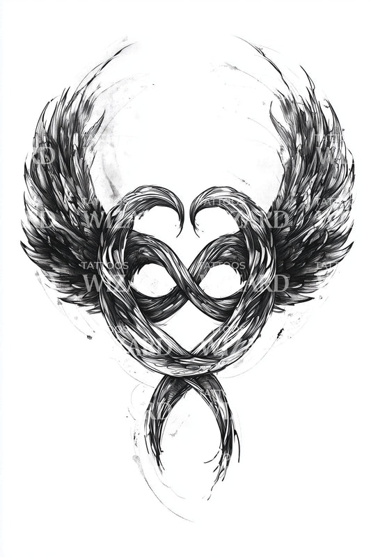 Winged Infinity Heart Tattoo Design
