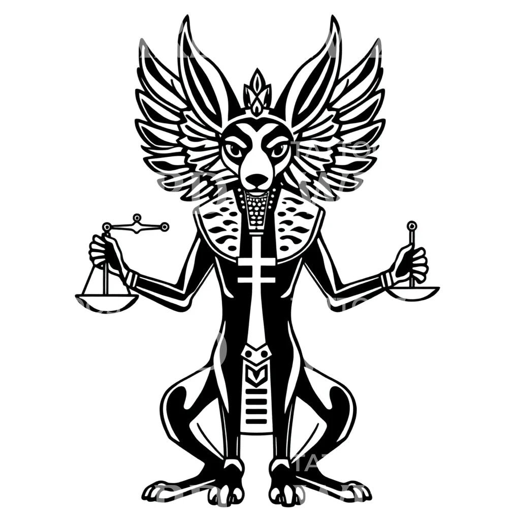 Winged Jackal Scales Tattoo Design