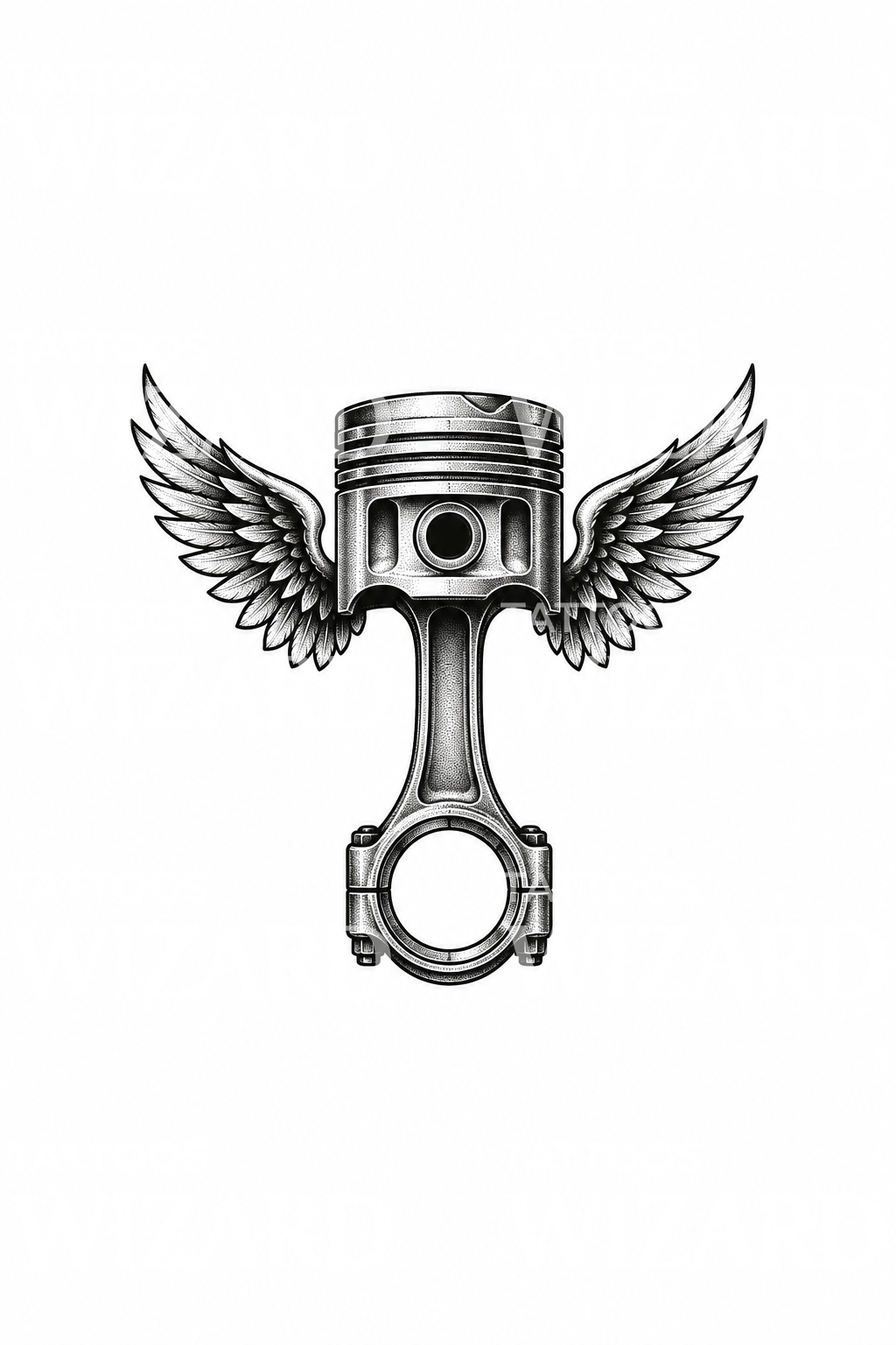 Pistone alato, tatuaggio dotwork