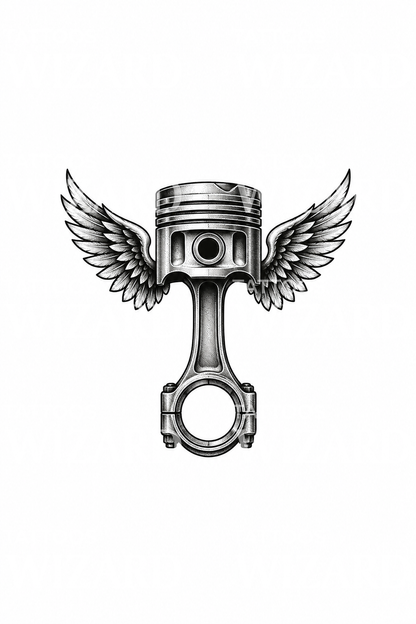 Pistone alato, tatuaggio dotwork