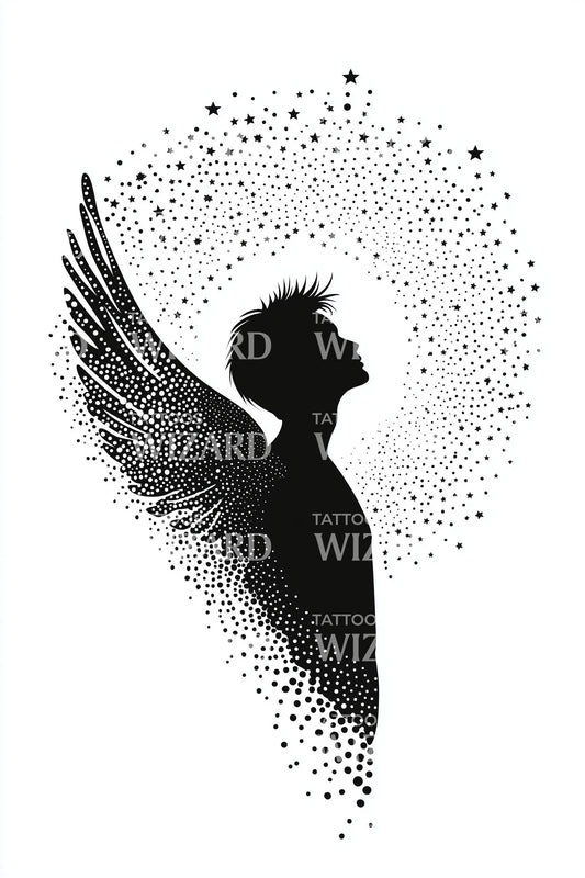 Desenho de Tatuagem Reverie de Perfil Alado