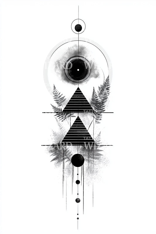 Vingad pyramid solförmörkelse tatuering design