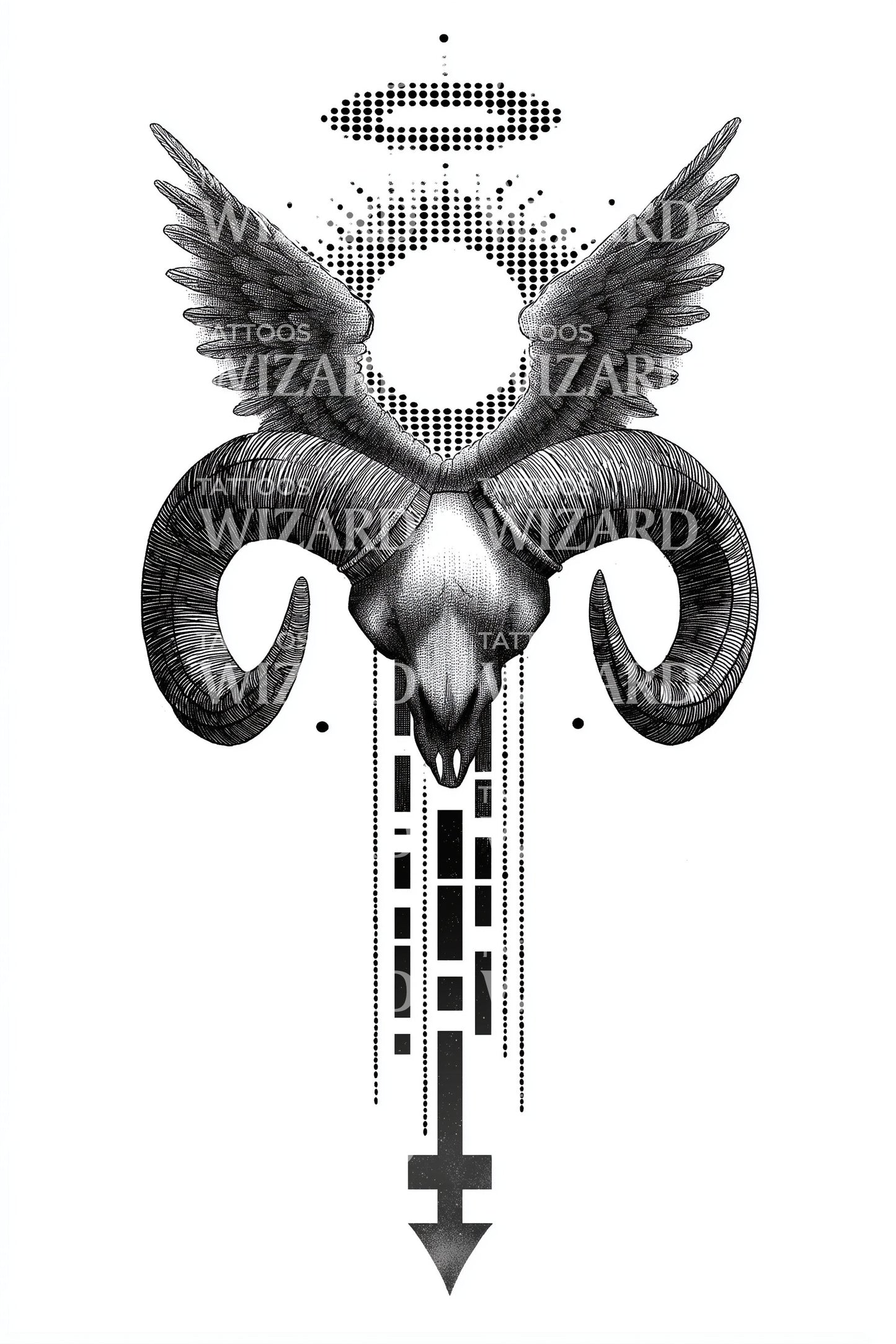 Winged Ram Sigil Tattoo Design
