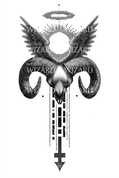 Winged Ram Sigil Tattoo Design