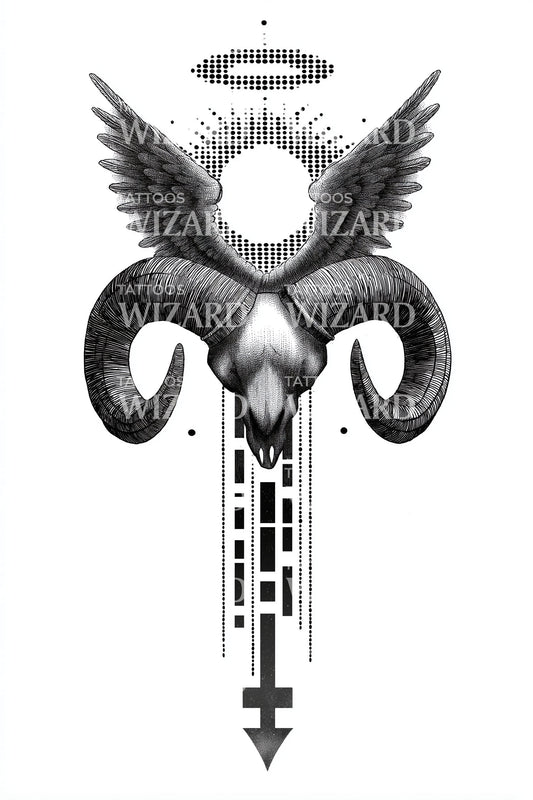 Winged Ram Sigil Tattoo Design
