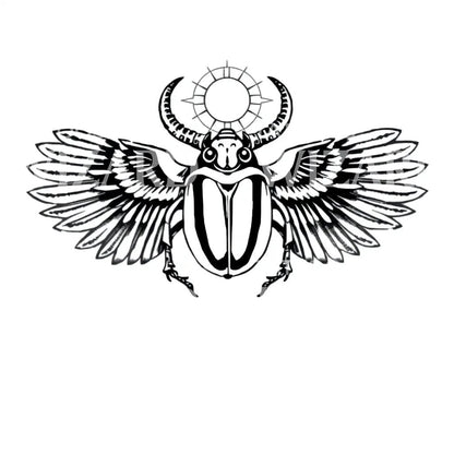 Winged Scarab Sun Tattoo Design