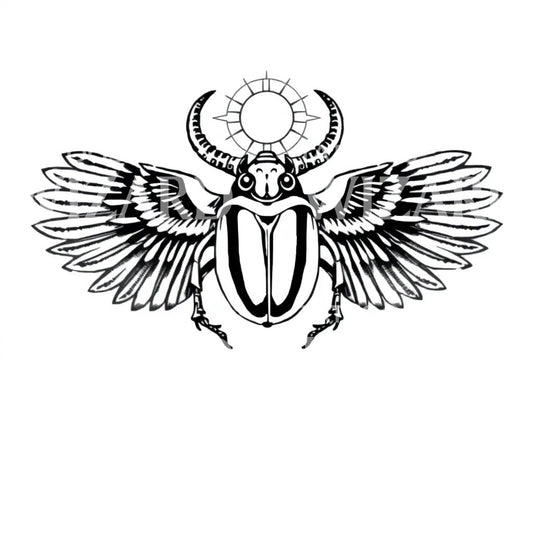 Winged Scarab Sun Tattoo Design