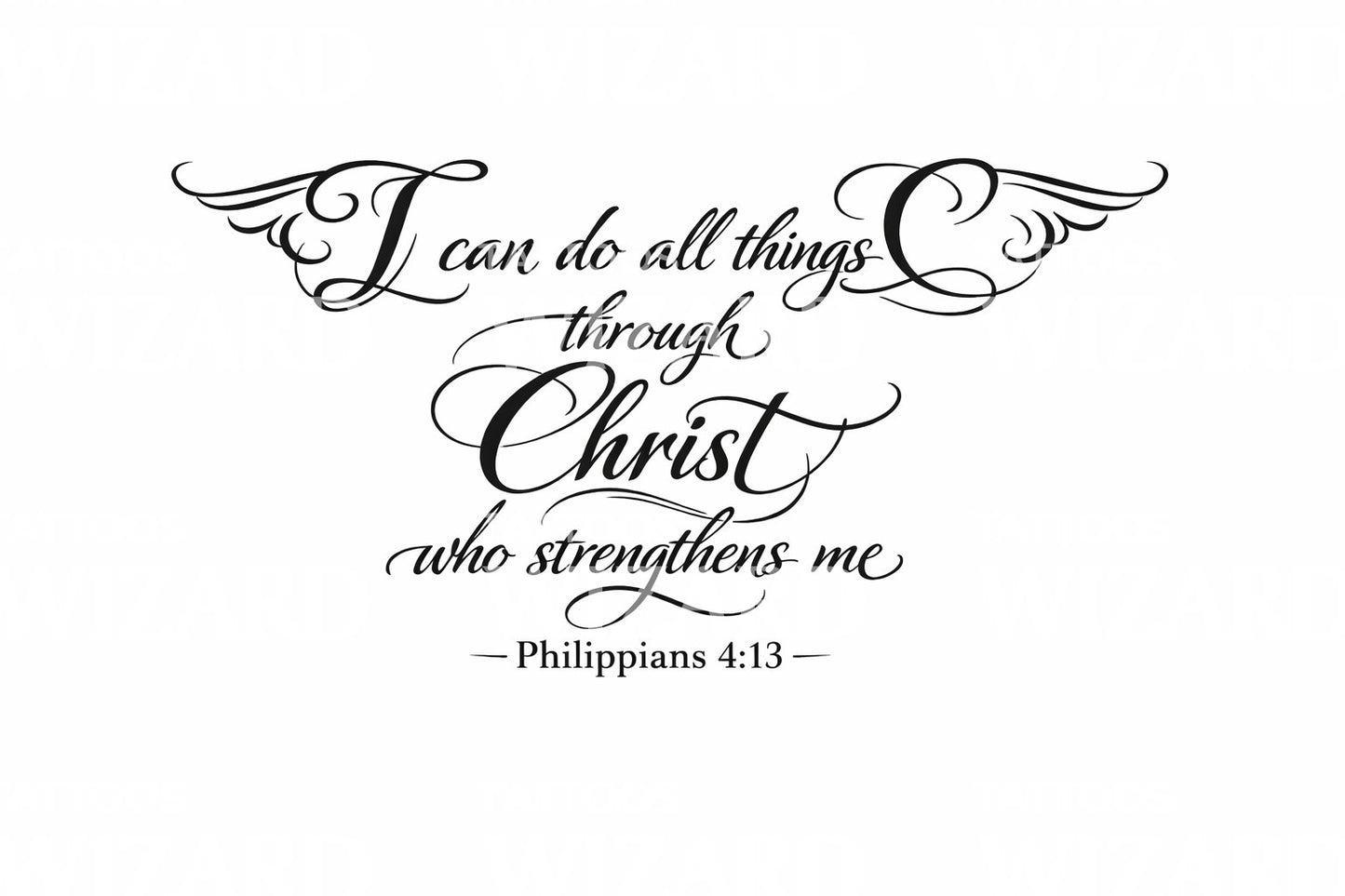 Winged Scripture Ornament Tattoo Illustration