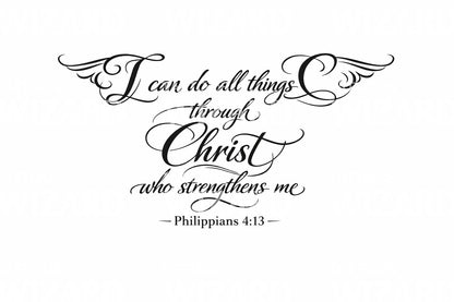 Winged Scripture Ornament Tattoo Illustration