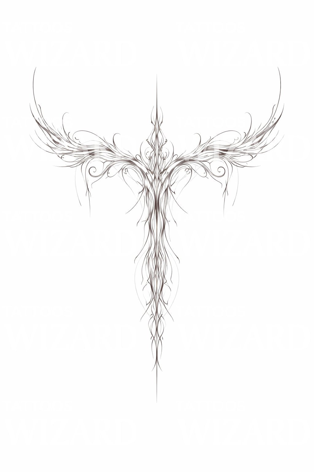 Winged Spine Tattoo Design