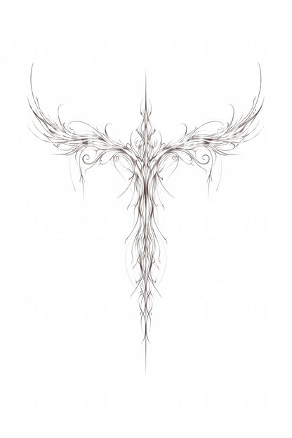 Winged Spine Tattoo Design
