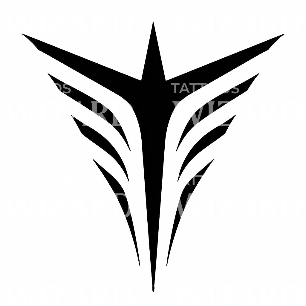 Winged Star Minimalist Tribal Tattoo Idea