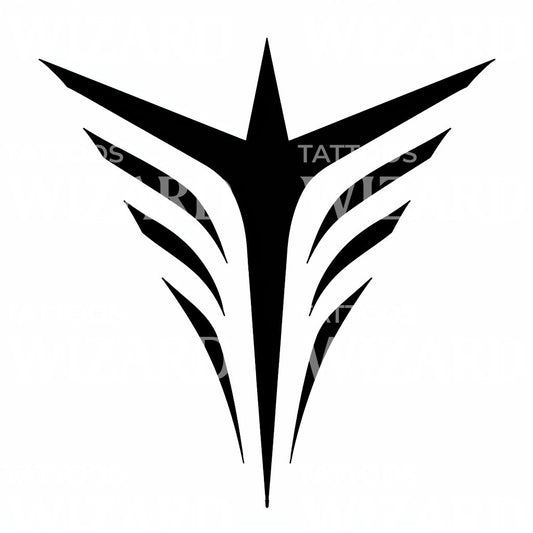 Winged Star Minimalist Tribal Tattoo Idea