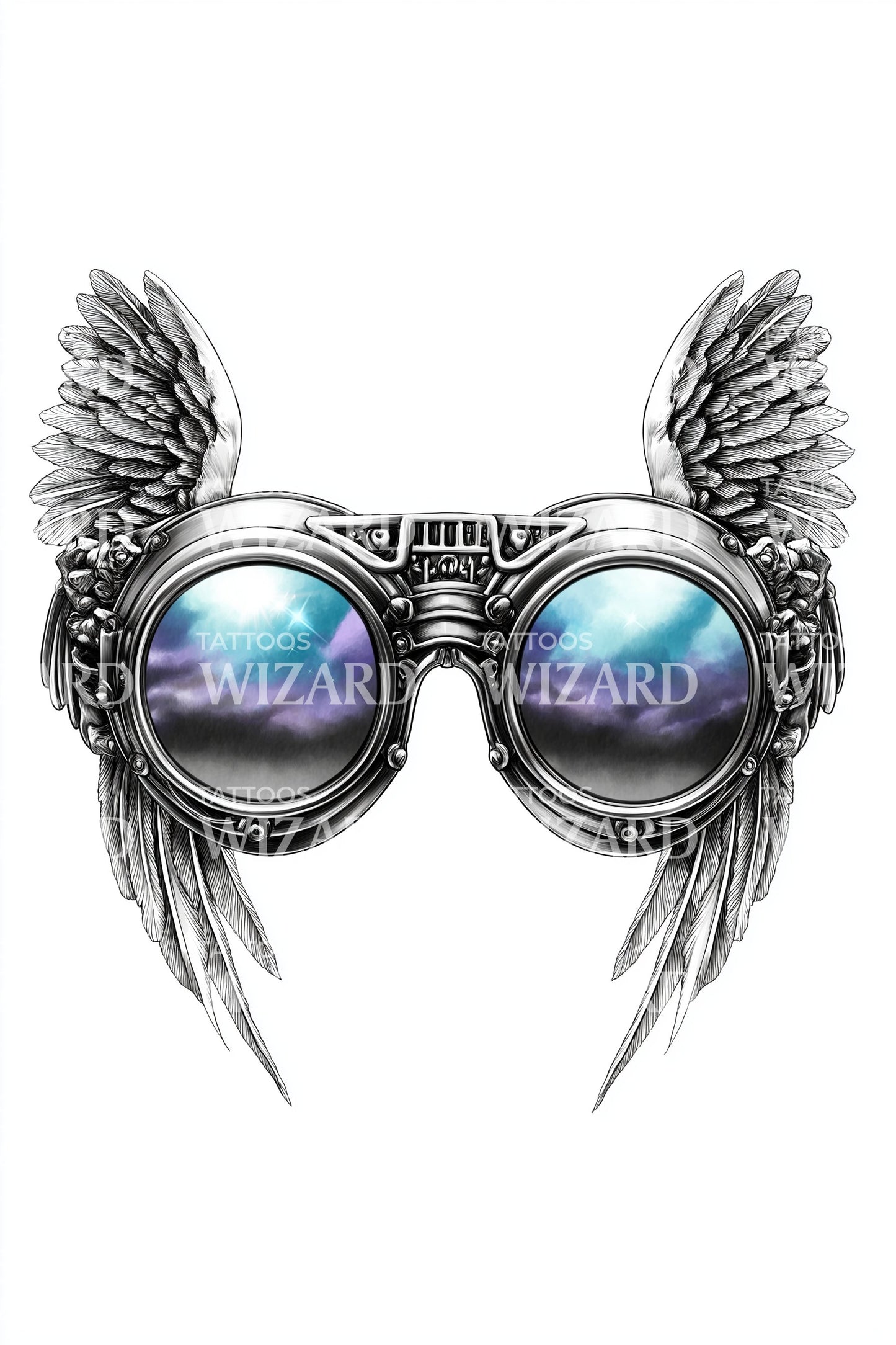 Winged Steampunk Goggles Tattoo Design