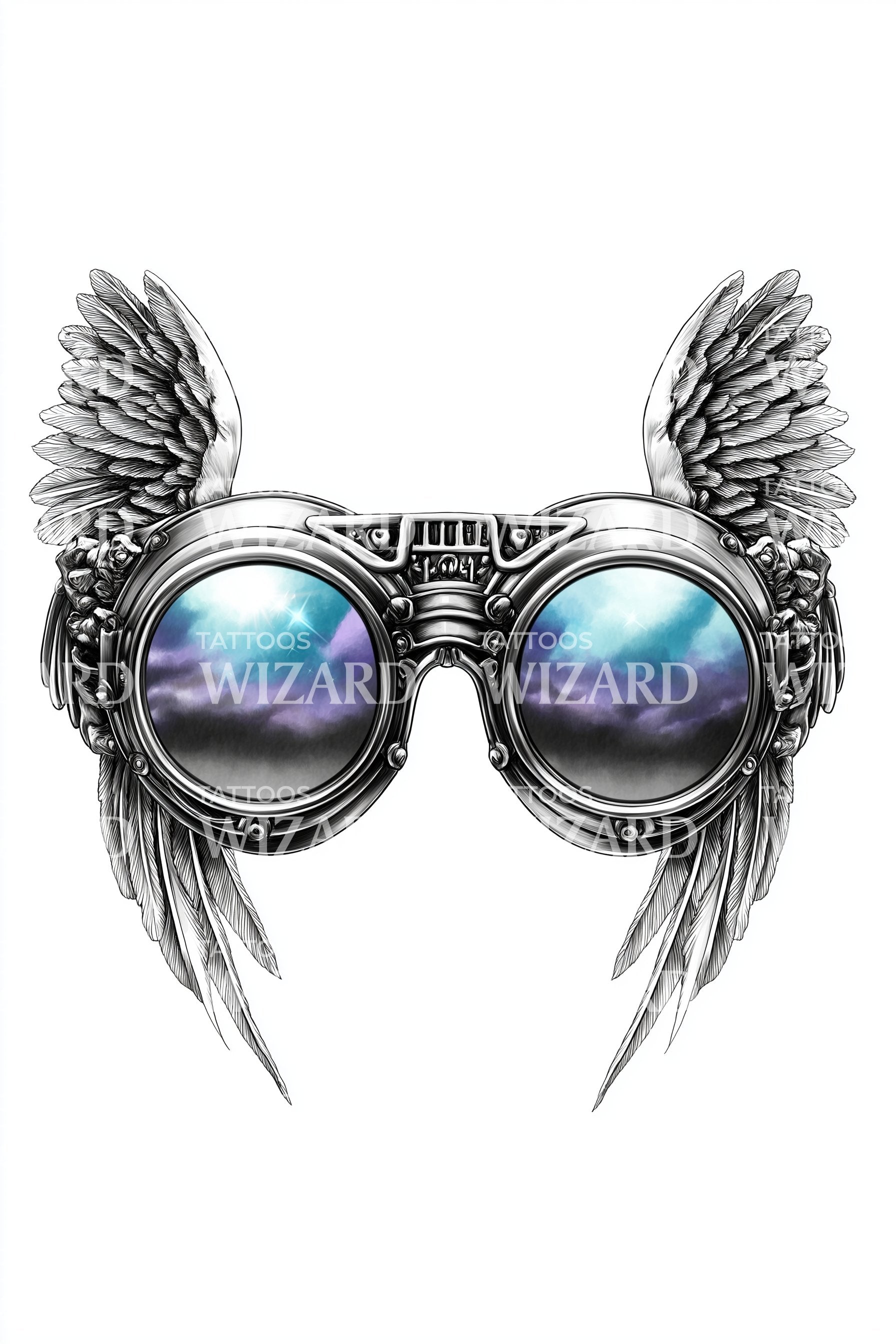Winged Steampunk Goggles Tattoo Design – Tattoos Wizard Designs
