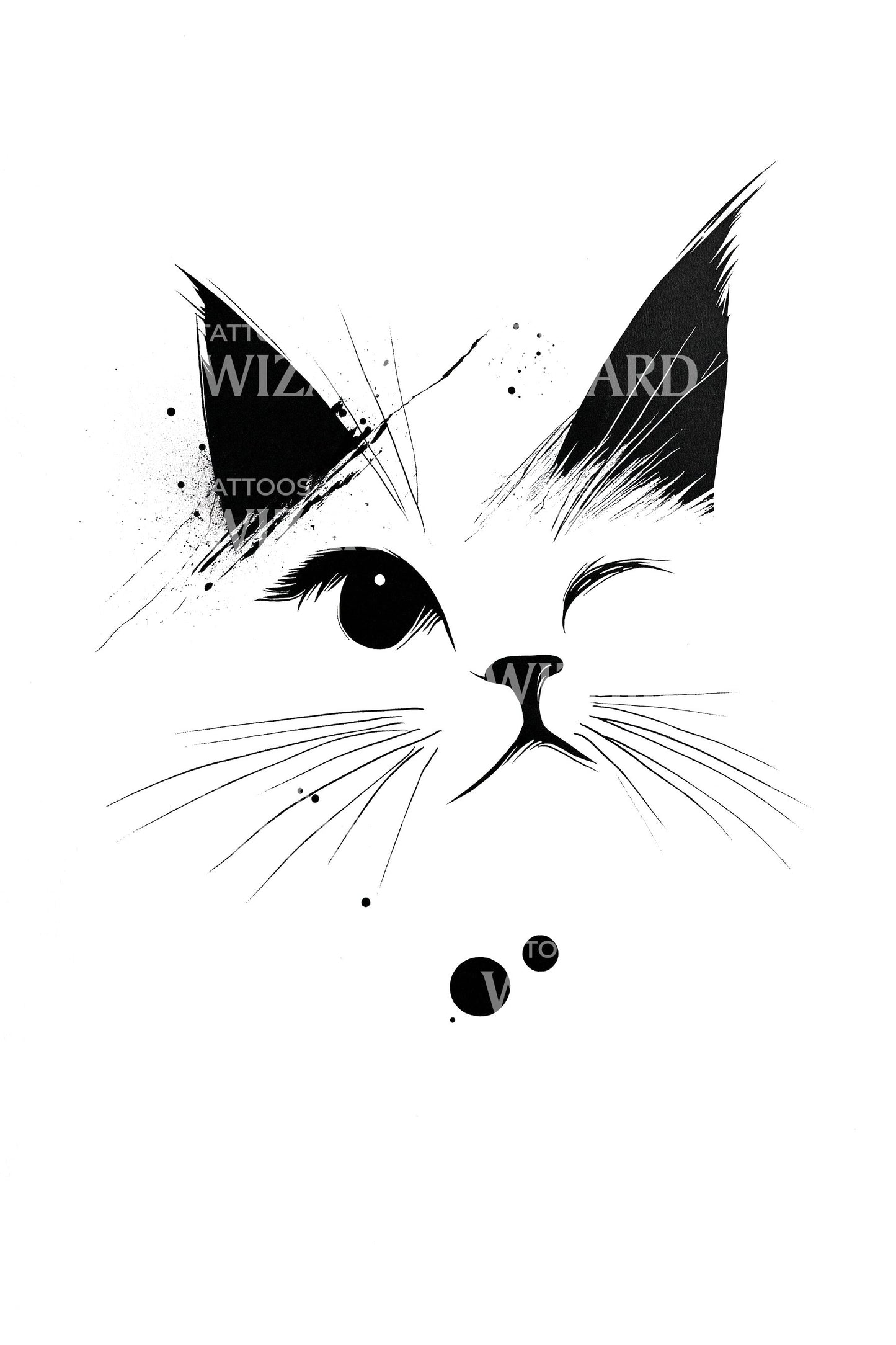 Winking Cat Minimal Tattoo Idea